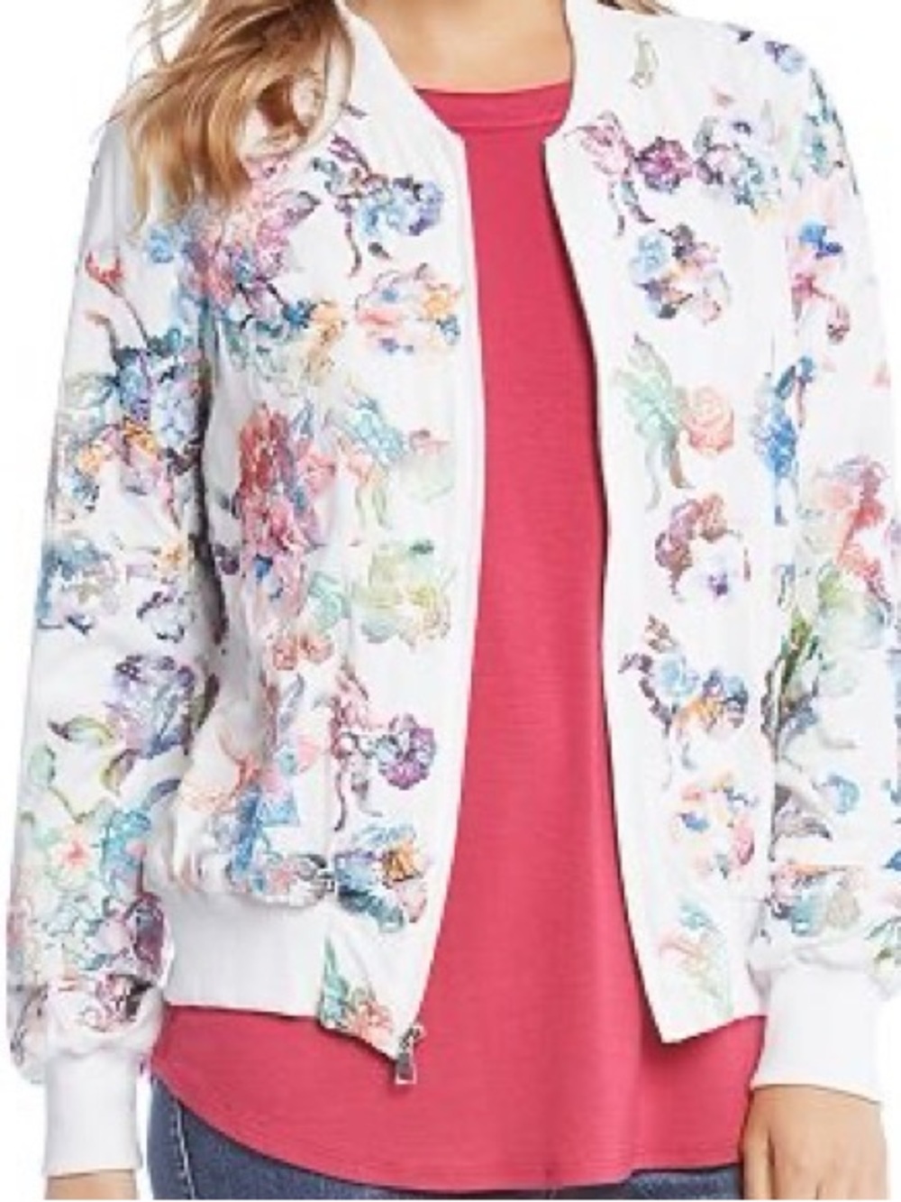 Karen Kane Embroidered Floral Bomber Jacket